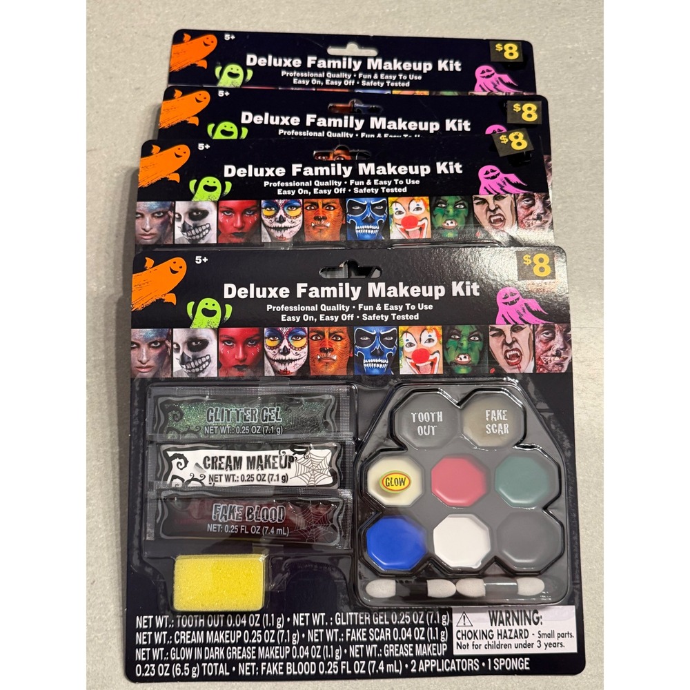 Deluxe Halloween Makeup Kit SFX Face Paint Glow New 4pc